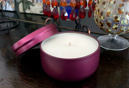 Hand poured Soy Candle in Wine color container