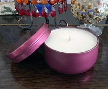 Lavender hand-poured soy candle in Wine container