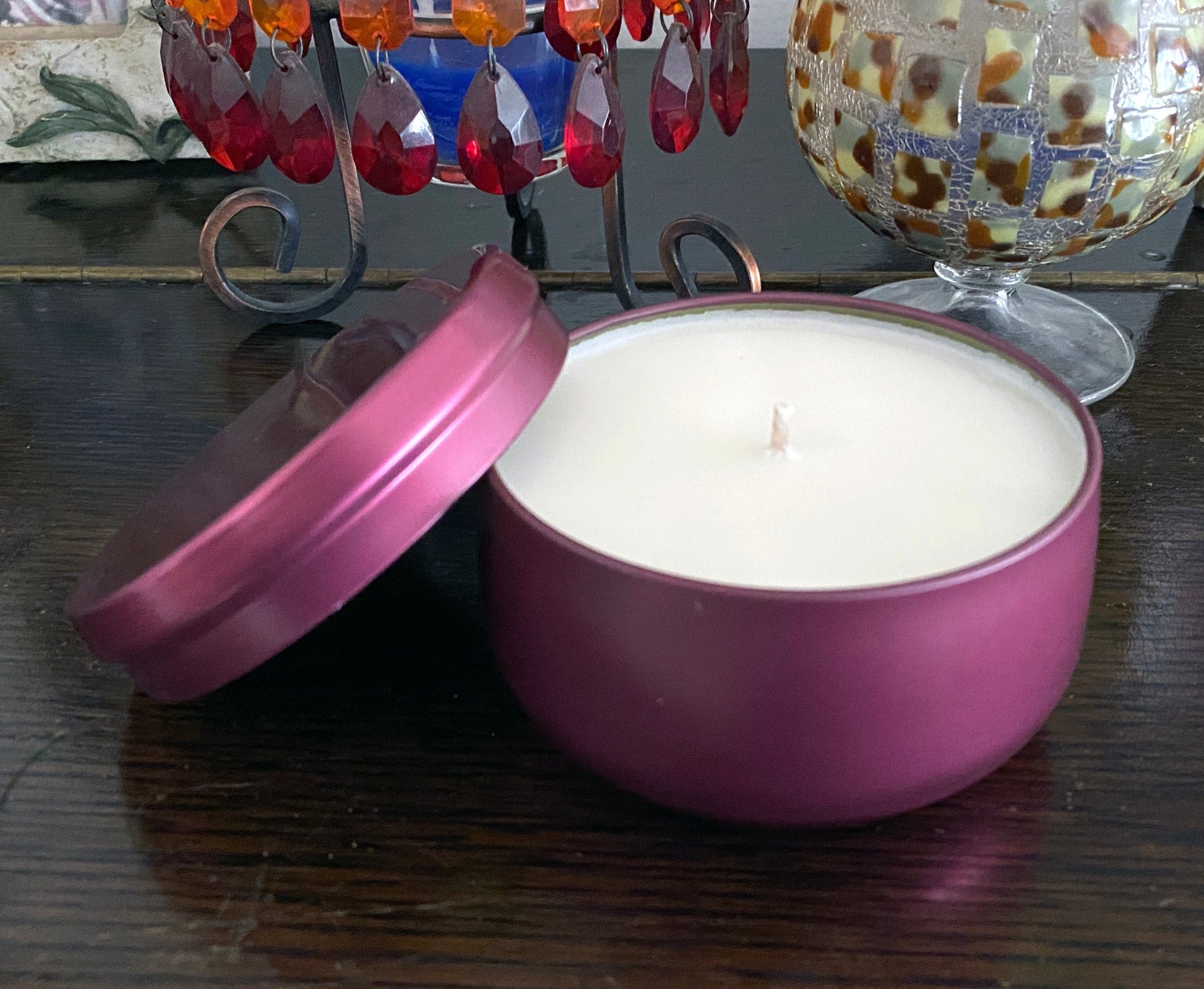 Hand poured Soy Candle in Wine color container